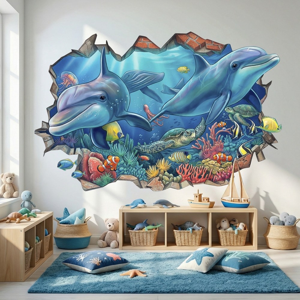 Wall Stickers: Wall Break Dolphins and Sea Turtles
