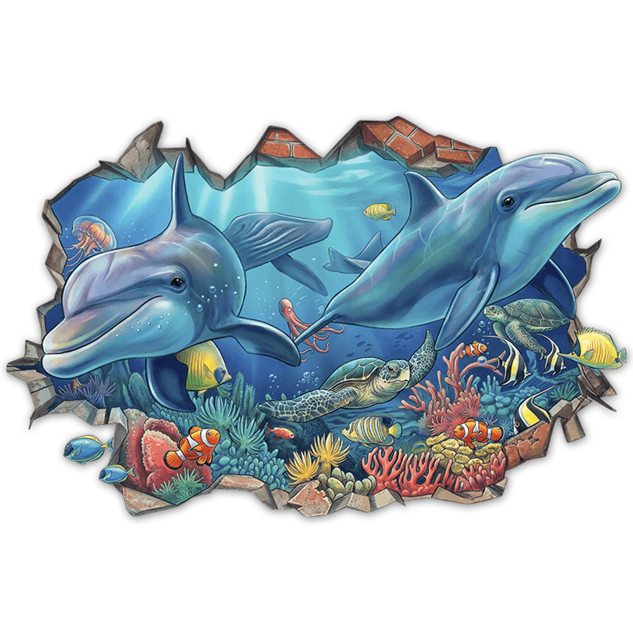 Wall Stickers: Wall Break Dolphins and Sea Turtles
