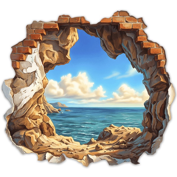 Wall Stickers: Blue Sea View Wall Hole