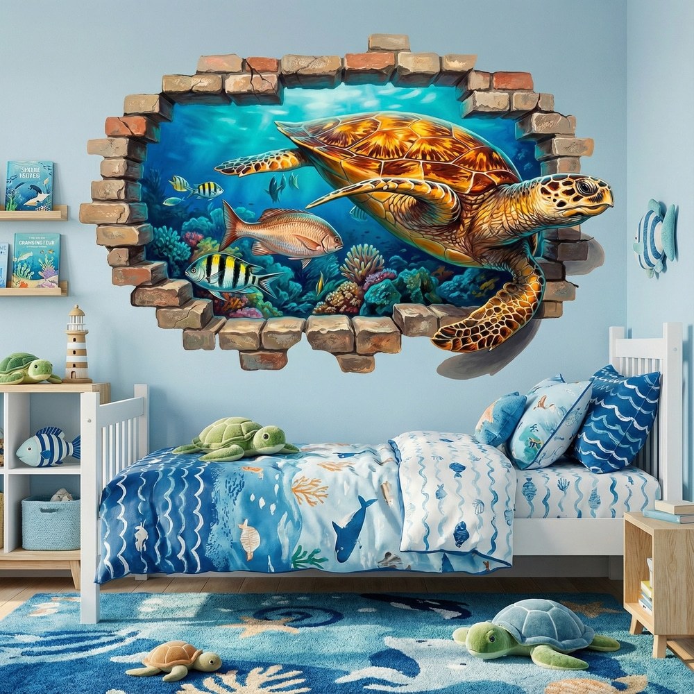 Wall Stickers: Sea Turtle Reef Wall Hole