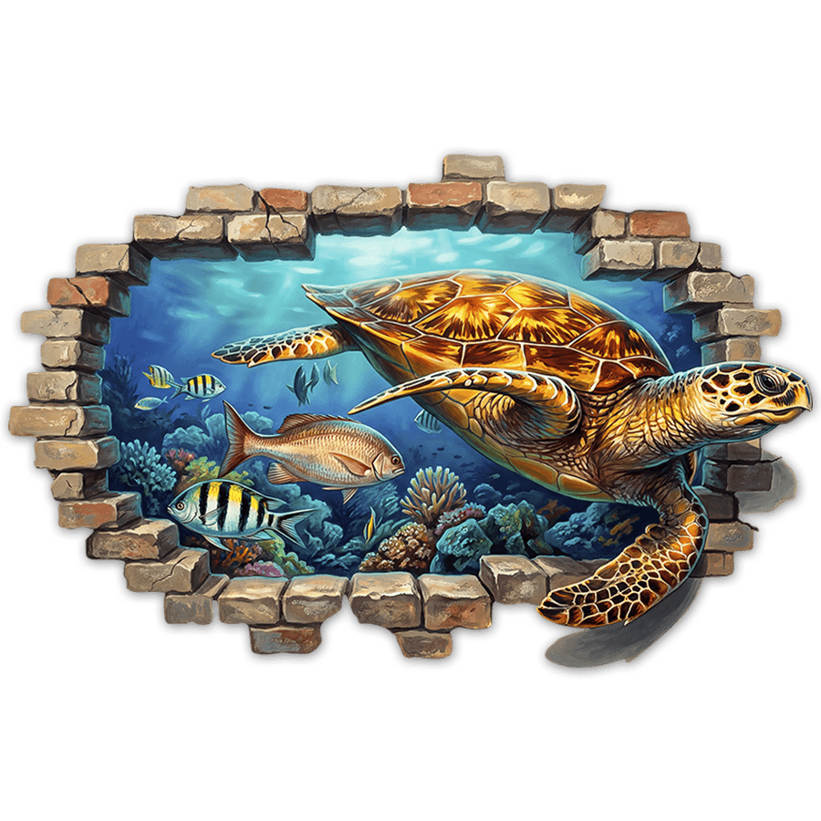 Wall Stickers: Sea Turtle Reef Wall Hole