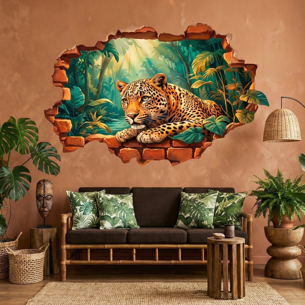 Wall Stickers: Wall Hole Leopard in the Jungle