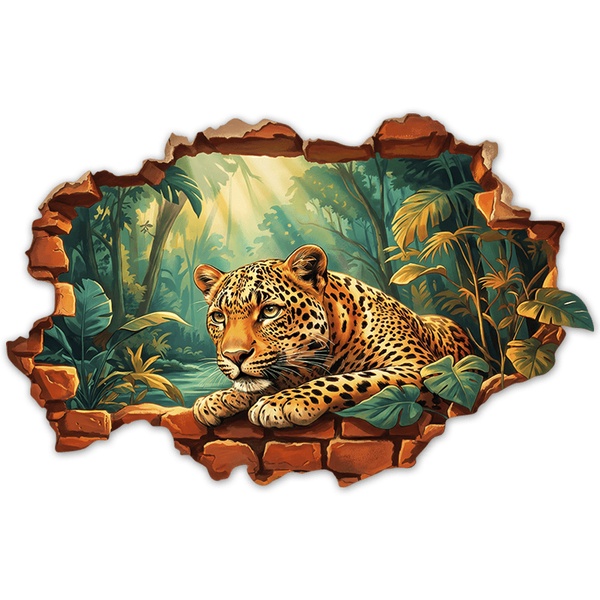 Wall Stickers: Wall Hole Leopard in the Jungle