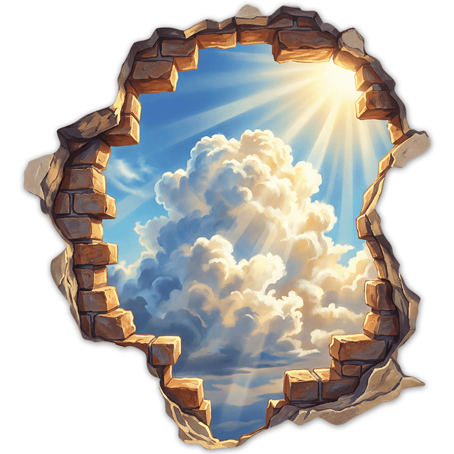 Stickers for Kids: Wall Hole Sky Through the Clouds