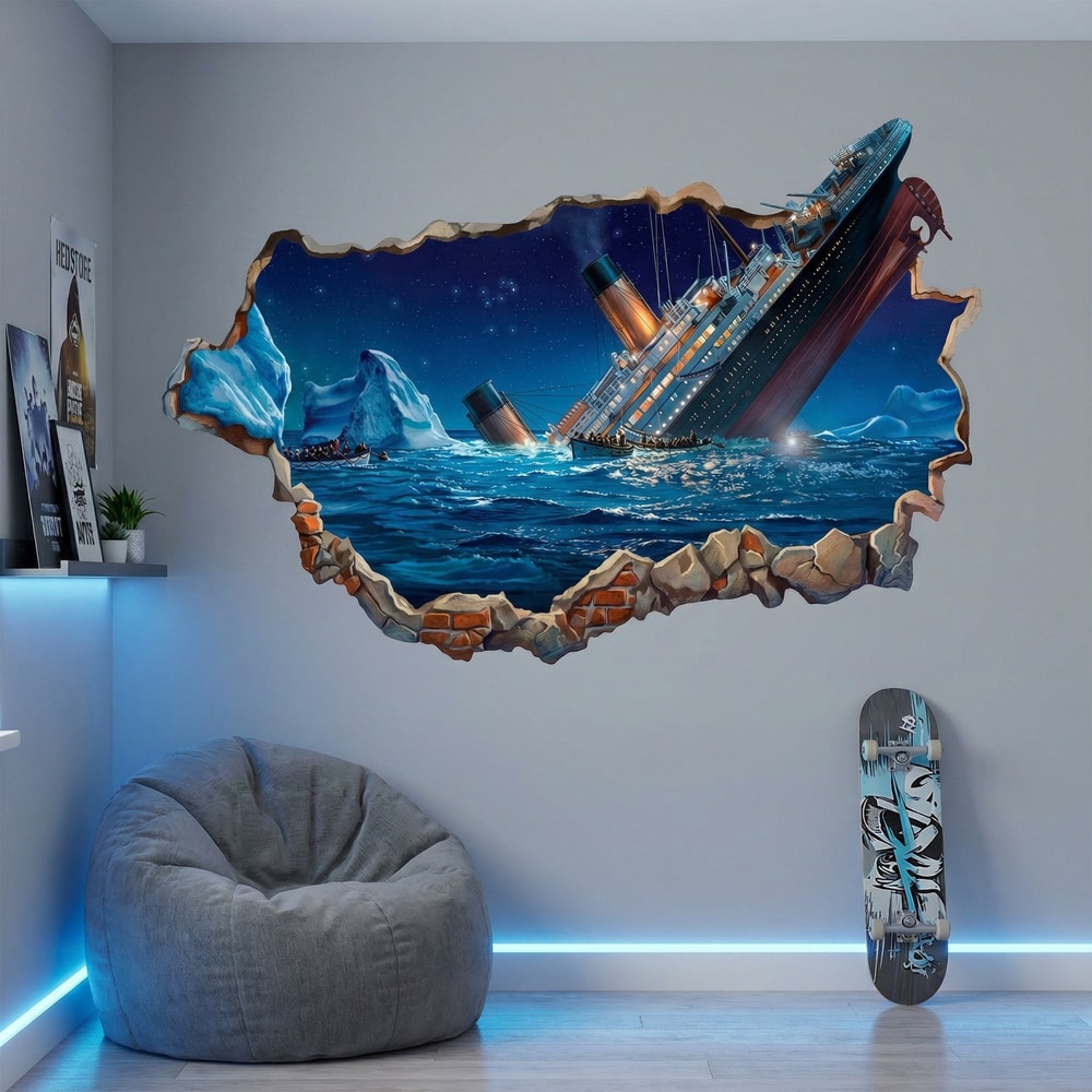 Wall Stickers: Wall Hole Titanic Sinking