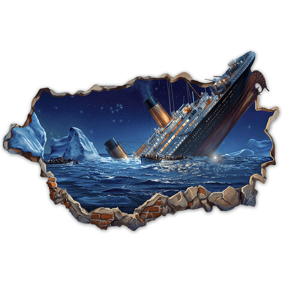 Wall Stickers: Wall Hole Titanic Sinking