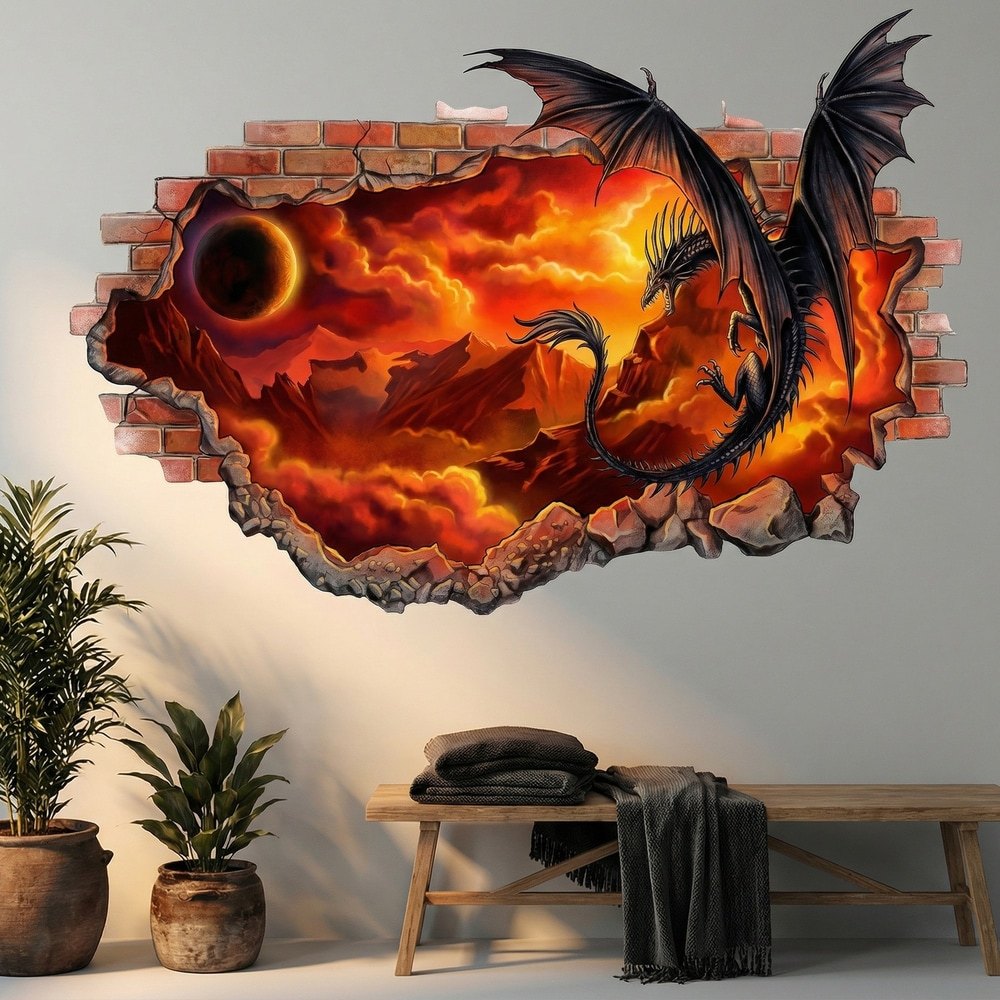 Wall Stickers: Eternal Fire Dragon Wall Break