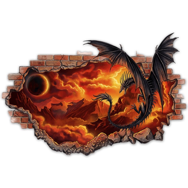 Wall Stickers: Eternal Fire Dragon Wall Break