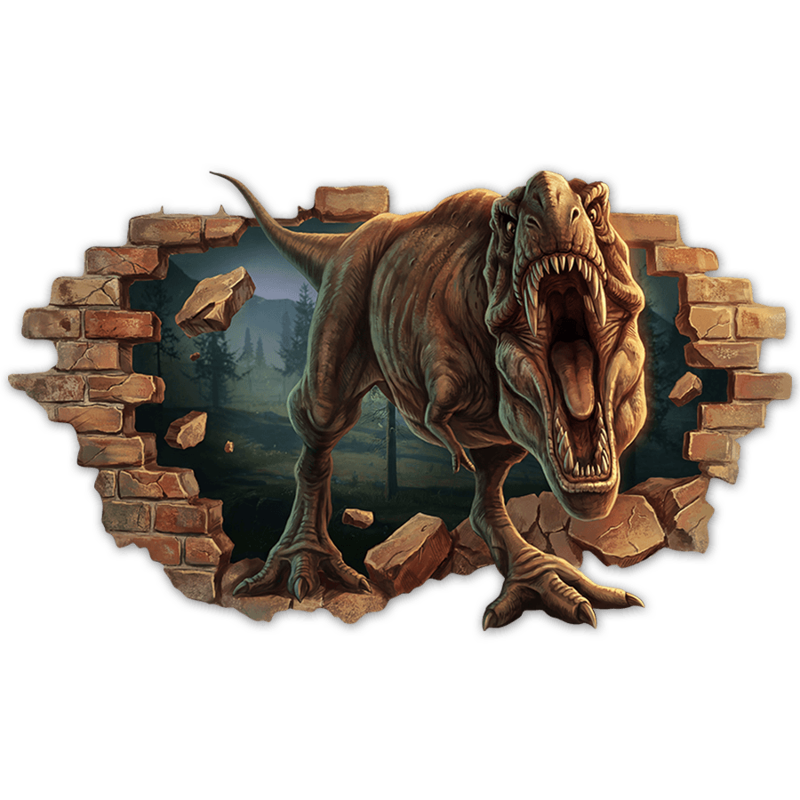 Stickers for Kids: Furious T-Rex Wall Break