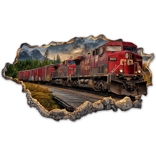 Wall Stickers: Wall Break Mountain Train at Sunset