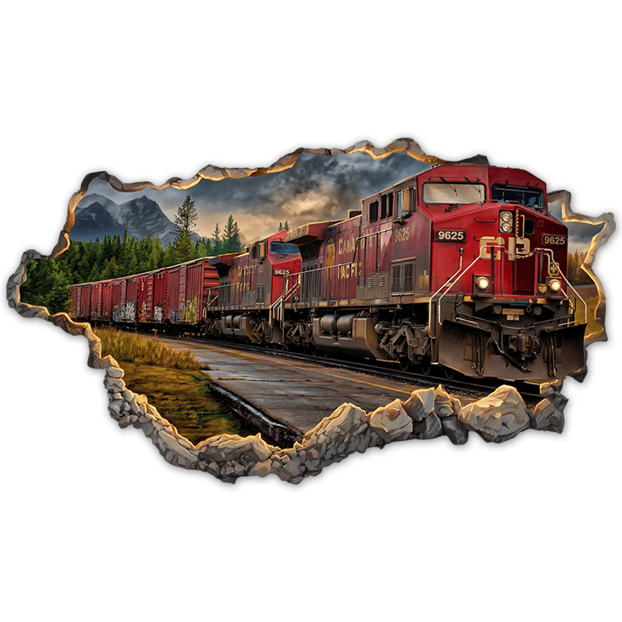 Wall Stickers: Wall Break Mountain Train at Sunset