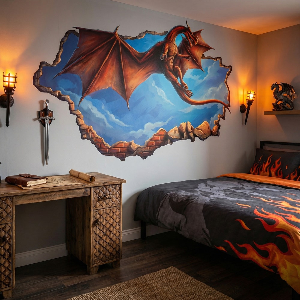 Wall Stickers: Flying Dragon Wall Break