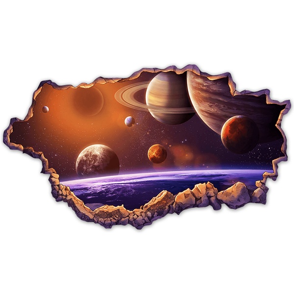 Stickers for Kids: Cosmic Wall Break with Galaxies and Planets