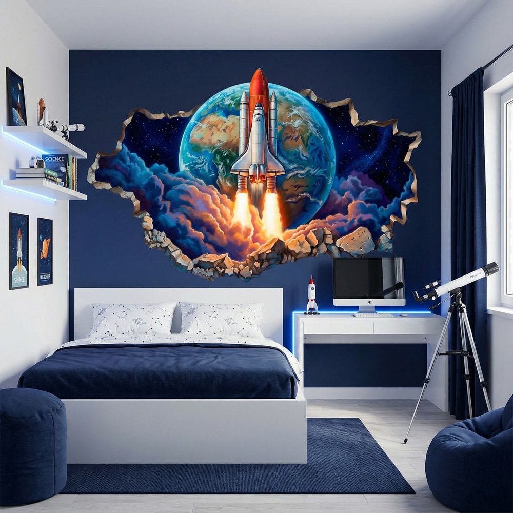 Stickers for Kids: Space Launch Wall Break