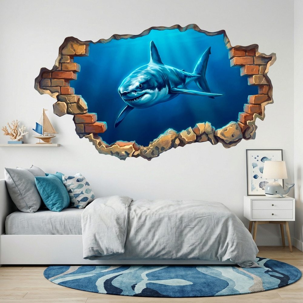 Wall Stickers: Great White Shark Wall Break