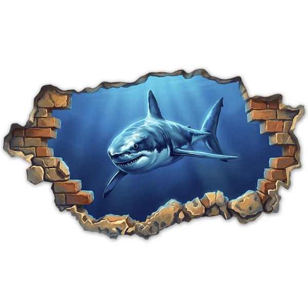 Wall Stickers: Great White Shark Wall Break