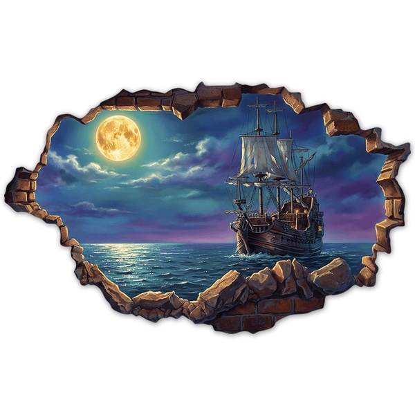Wall Stickers: Full Moon Galleon Wall Break