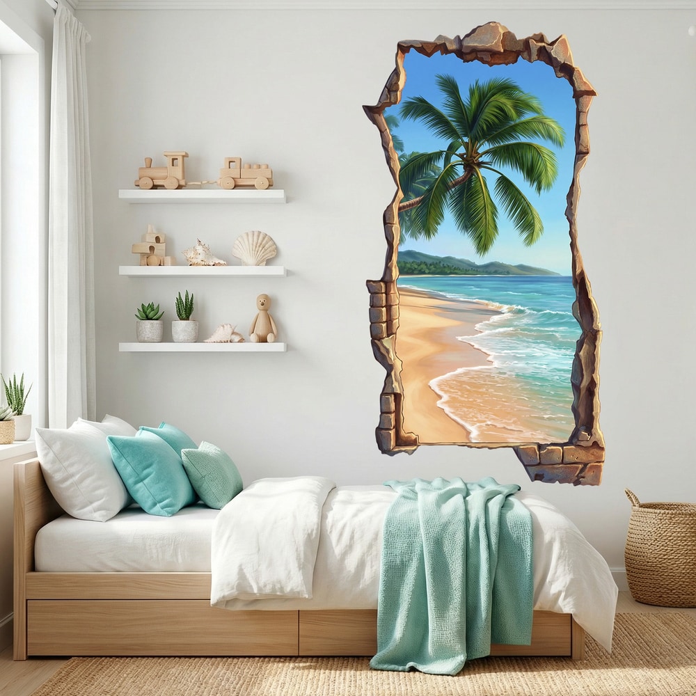 Wall Stickers: Tropical Beach Palm Tree Wall Break