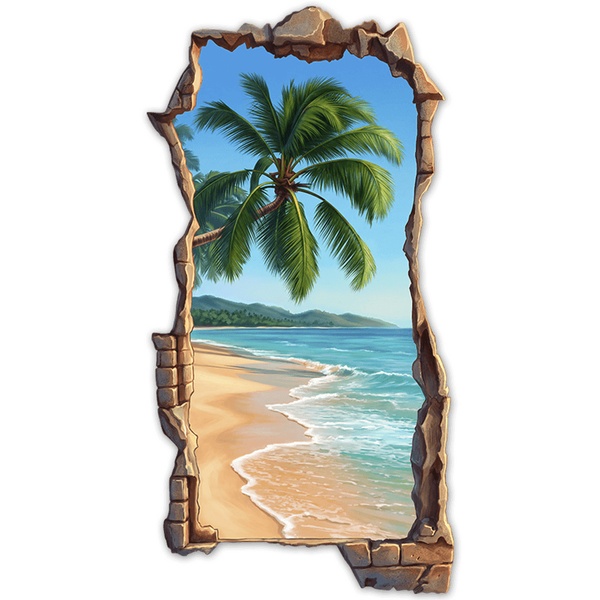 Wall Stickers: Tropical Beach Palm Tree Wall Break