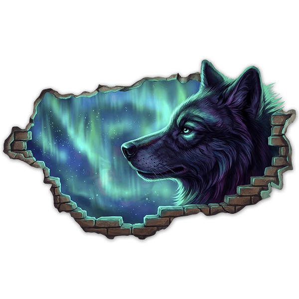 Wall Stickers: Wolf and Northern Lights Wall Break