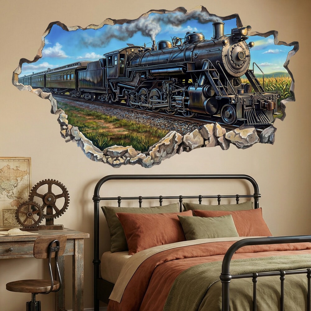 Wall Stickers: Tren de Vapor a Través del Muro