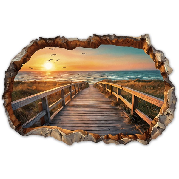 Wall Stickers: Sunset Boardwalk Wall Break