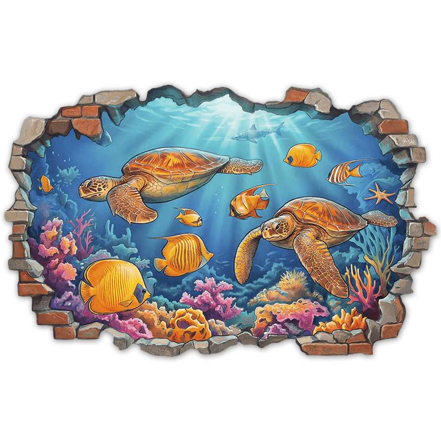 Wall Stickers: Wall Break Reef Turtles