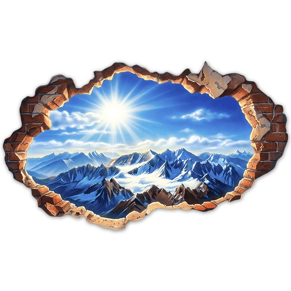 Wall Stickers: Wall Break Snowy Mountains
