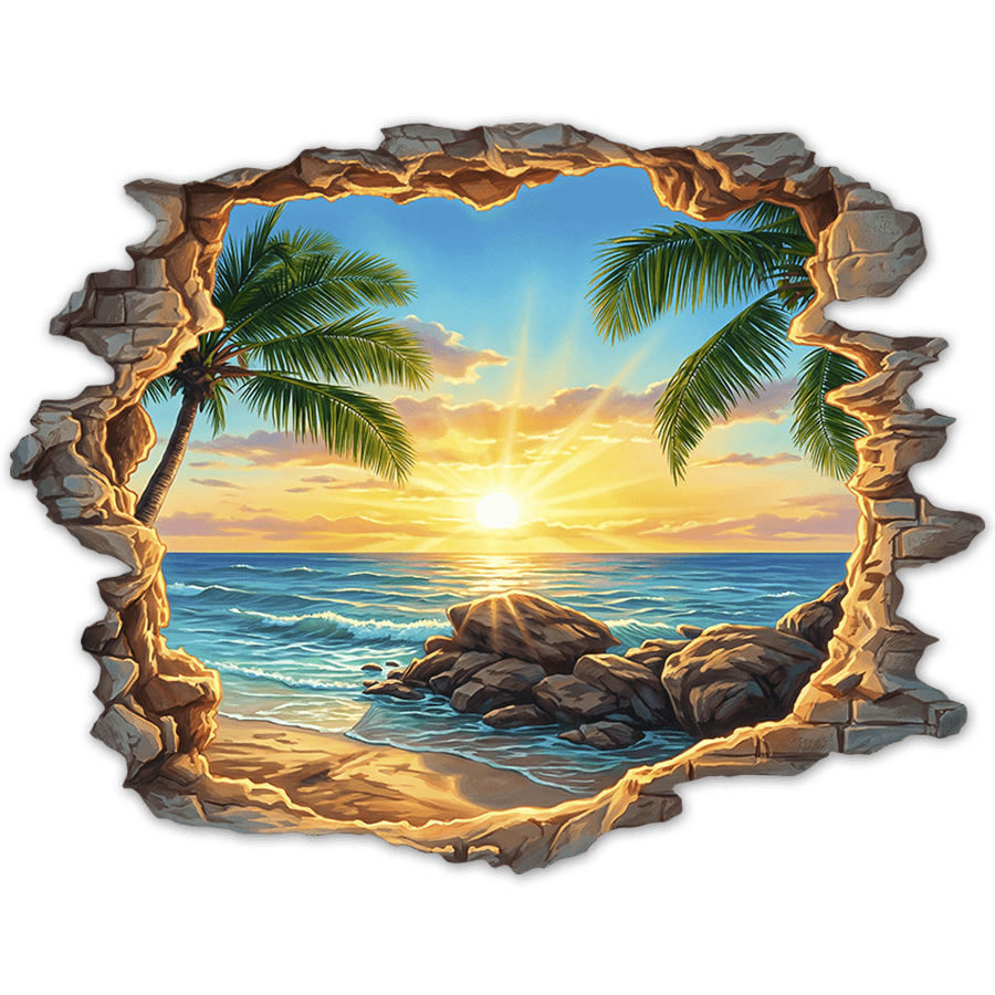 Wall Stickers: Wall Break Tropical Sunset