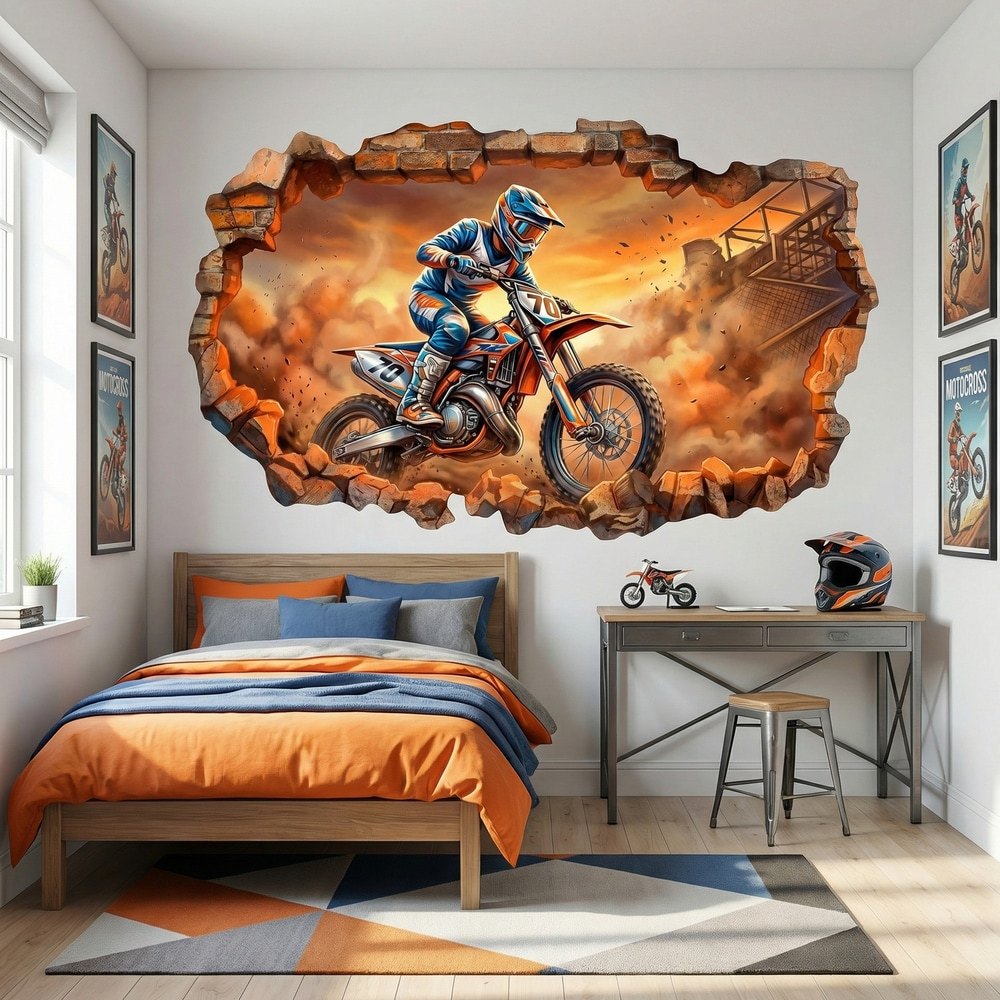 Wall Stickers: Wall Hole Motocross