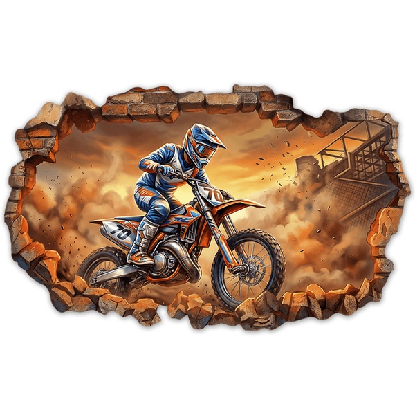 Wall Stickers: Wall Hole Motocross