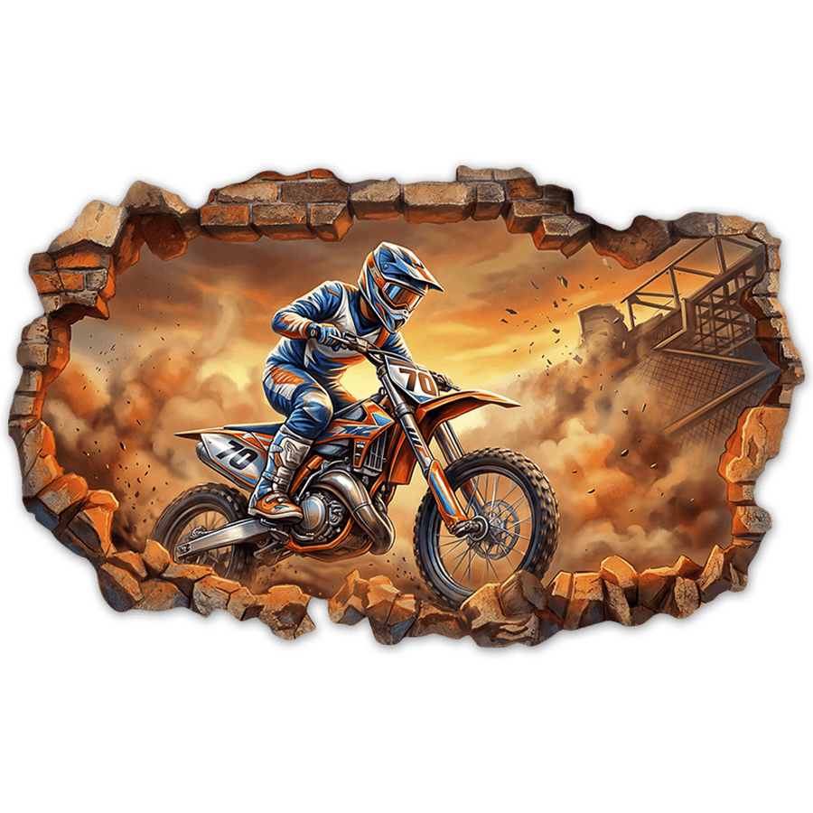Wall Stickers: Wall Hole Motocross