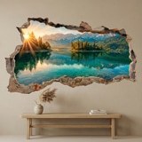 Wall Stickers: Wall Hole Alpine Lake at Sunrise 3
