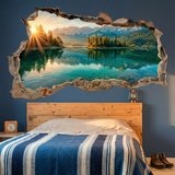 Wall Stickers: Wall Hole Alpine Lake at Sunrise 7