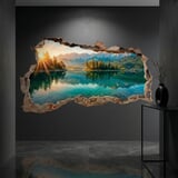 Wall Stickers: Wall Hole Alpine Lake at Sunrise 9