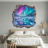 Wall Stickers: Broken Wall Northern Lights over Frozen River 8