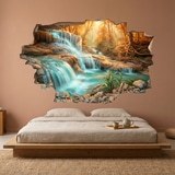 Wall Stickers: Broken Wall Waterfall in Autumn Forest 3
