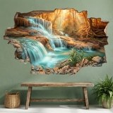 Wall Stickers: Broken Wall Waterfall in Autumn Forest 4