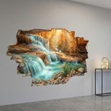Wall Stickers: Broken Wall Waterfall in Autumn Forest 11