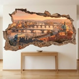 Wall Stickers: Broken Wall Prague Sunset View 3