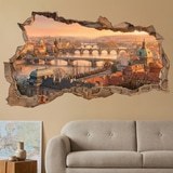 Wall Stickers: Broken Wall Prague Sunset View 6