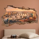 Wall Stickers: Broken Wall Prague Sunset View 7