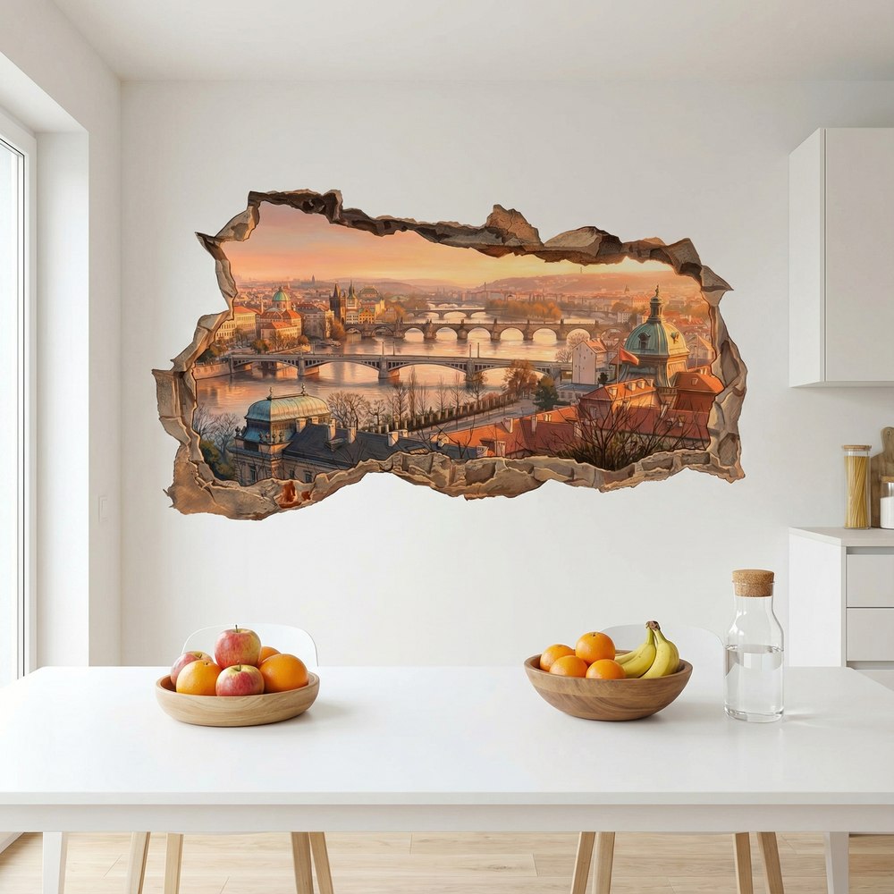 Wall Stickers: Broken Wall Prague Sunset View