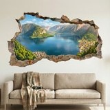 Wall Stickers: Wall Hole Panoramic Alpine Lake 4