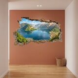 Wall Stickers: Wall Hole Panoramic Alpine Lake 6