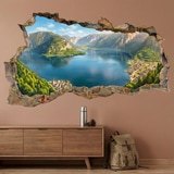 Wall Stickers: Wall Hole Panoramic Alpine Lake 7