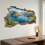 Wall Stickers: Wall Hole Panoramic Alpine Lake 9