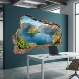 Wall Stickers: Wall Hole Panoramic Alpine Lake 11