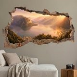 Wall Stickers: Wall Hole Alpine Lake at Sunset 3