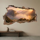 Wall Stickers: Wall Hole Alpine Lake at Sunset 4